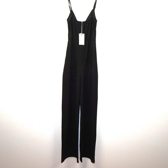 No Comment Jumpsuit Juniors' Size S Black Sparkle Stretch Front Cut Out - Picture 8 of 13